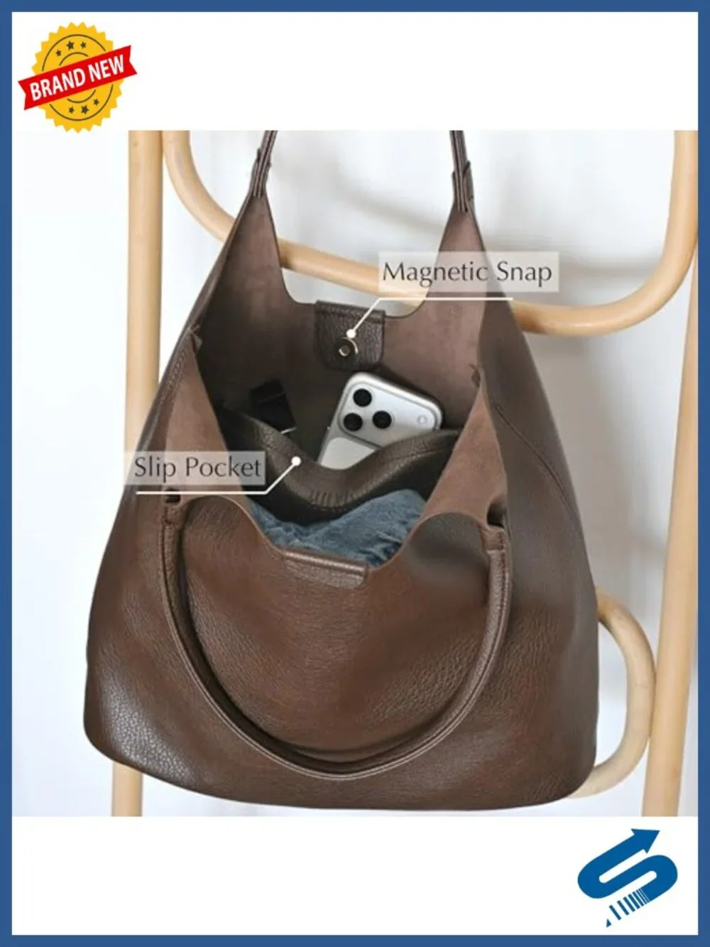 Faux Leather Hobo Tote Bag for Women Travel Everyday Shoulder Purse